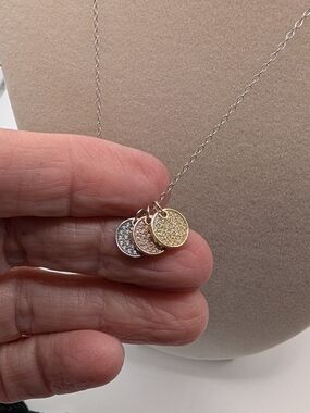 Anna Beck Triple Disc Pavé Necklace in Silver, Rose Gold & Gold